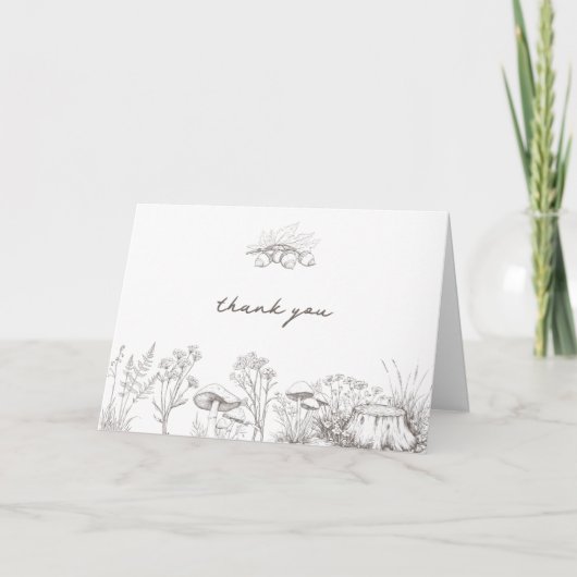 Elegant Rustic Wedding Woodland Forest Botanical サンキューカード (正面)