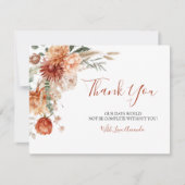 Elegant Rustic Wildflower Fall in Love Baby Shower サンキューカード (正面)