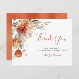 Elegant Rustic Wildflower Fall in Love Baby Shower サンキューカード