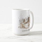 Elegant Rustic Winter Woodland Deer コーヒーマグカップ (正面右)