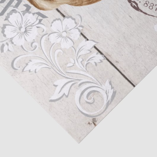 Elegant rustic wood Antique clock floral French 薄葉紙 (詳細)