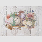 Elegant rustic wood Antique clock floral French 薄葉紙 (正面)