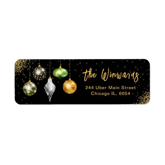 Elegant Safari Print Ornament Christmas ラベル (正面)