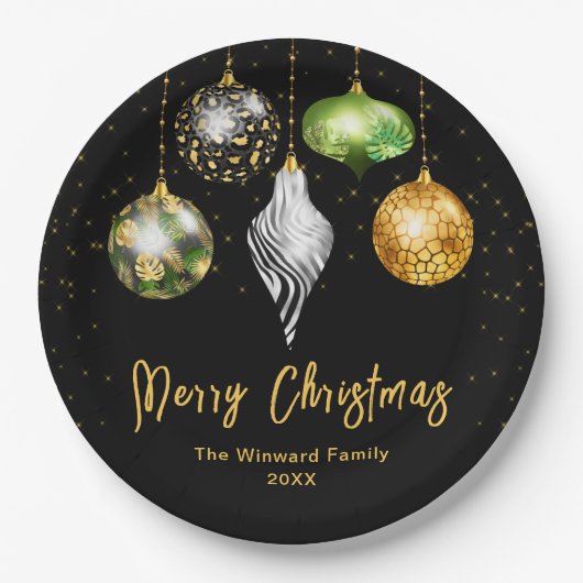 Elegant Safari Theme Ornament Christmas ペーパープレート (正面)