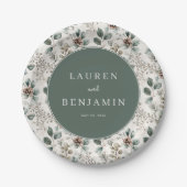 Elegant Sage Botanical ペーパープレート (正面)