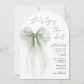 Elegant Sage Bow Watercolor Arch Bridal Shower 招待状 (正面)