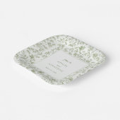 Elegant Sage Chinoiserie Wedding ペーパープレート (傾斜あり)
