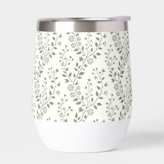Elegant Sage Cream Minimalist Boho Floral Pattern (左面)