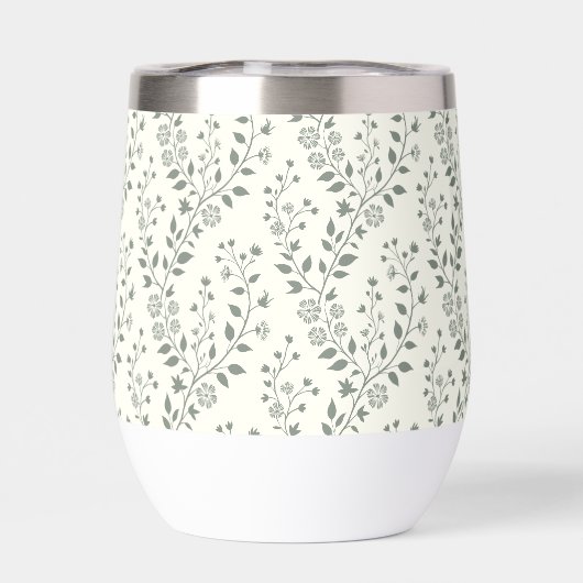 Elegant Sage Cream Minimalist Boho Floral Pattern (背面)