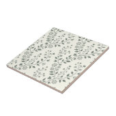 Elegant Sage Cream Minimalist Boho Floral Pattern タイル (側面)