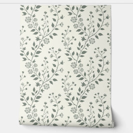 Elegant Sage Cream Minimalist Boho Floral Pattern 壁紙