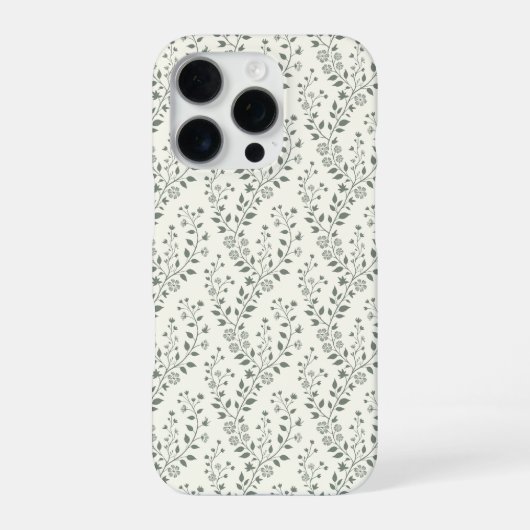 Elegant Sage Cream Minimalist Boho Floral Pattern iPhoneケース (裏面)