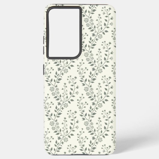 Elegant Sage Cream Minimalist Boho Floral Pattern Samsung Galaxyケース (裏面)