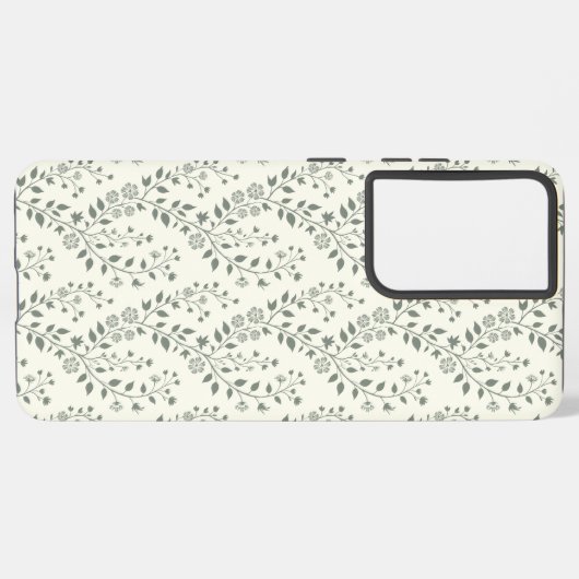 Elegant Sage Cream Minimalist Boho Floral Pattern Samsung Galaxyケース (左側面)