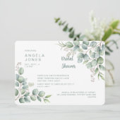 Elegant Sage Eucalyptus Horizontal Bridal Shower 招待状 (スタンド正面)