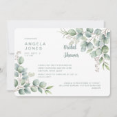 Elegant Sage Eucalyptus Horizontal Bridal Shower 招待状 (正面)