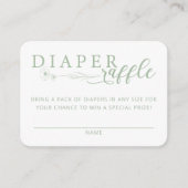 Elegant Sage Floral Baby Shower Diaper Raffle エンクロージャーカード (正面)