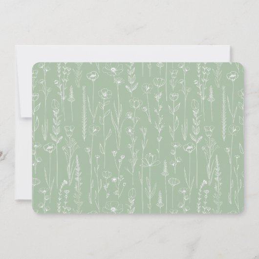 Elegant Sage Floral Baby Shower Typography 招待状 (裏面)