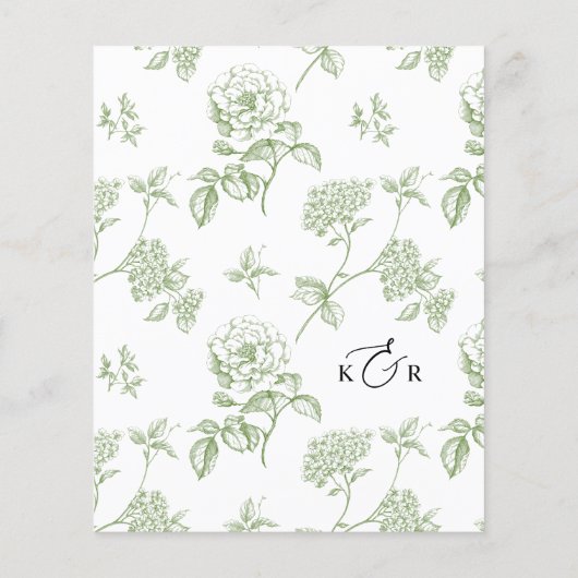 Elegant Sage Floral Modern Script Wedding Menu (裏面)