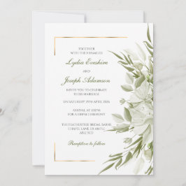Elegant Sage Florals Wedding Invitation 招待状