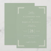 Elegant Sage Geometric Invitations 招待状 (正面/裏面)