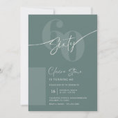 Elegant Sage Gray 60th Birthday Invitation 招待状 (正面)