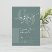 Elegant Sage Gray 60th Birthday Invitation 招待状 (スタンド正面)