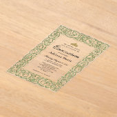 Elegant Sage Green 15th Birthday Quinceanera アクリル招待状 (レイダウン)