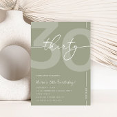 Elegant Sage Green 30th Birthday Party 招待状