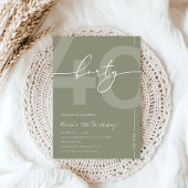 Elegant Sage Green 40th Birthday Party 招待状