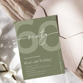 Elegant Sage Green 60th Birthday Party 招待状