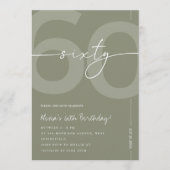 Elegant Sage Green 60th Birthday Party 招待状 (正面)