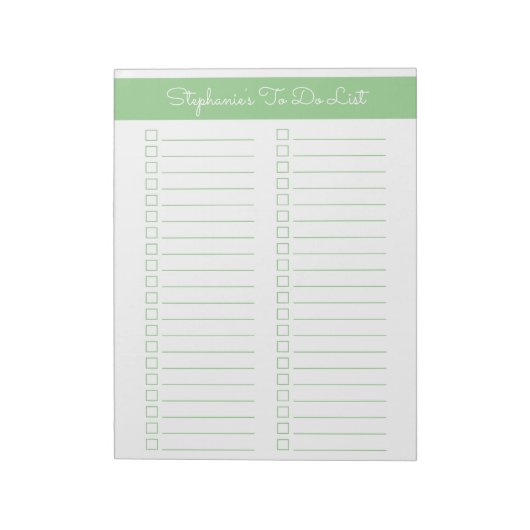 Elegant Sage Green 8.5x11 Two Column Checklist ノートパッド (回転)