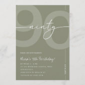 Elegant Sage Green 90th Birthday Party 招待状 (正面)