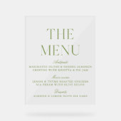 Elegant Sage Green Acrylic Wedding Menu Sign アクリルサイン (正面)