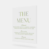Elegant Sage Green Acrylic Wedding Menu Sign アクリルサイン (傾斜)