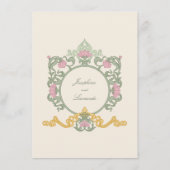 Elegant Sage Green and Gold Art Nouveau エンクロージャーカード (裏面)
