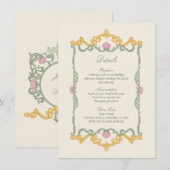 Elegant Sage Green and Gold Art Nouveau エンクロージャーカード (正面/裏面)