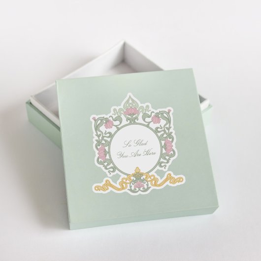 Elegant Sage Green and Gold Art Nouveau シール