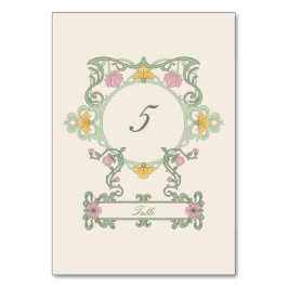 Elegant Sage Green and Gold Art Nouveau テーブルナンバー
