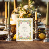 Elegant Sage Green and Gold Art Nouveau Invite 招待状