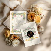 Elegant Sage Green and Gold Art Nouveau Invite 招待状