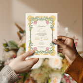 Elegant Sage Green and Gold Art Nouveau Invite 招待状