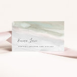 Elegant Sage Green and Gray Watercolor 名刺<br><div class="desc">These stylish and elegant business cards feature your name in modern black script,  on a sage green and gray watercolor background. A look that is both professional and trendy,  and perfect for any type of occupation,  such as content creator,  makeup artist,  hair salon stylist,  and more.</div>