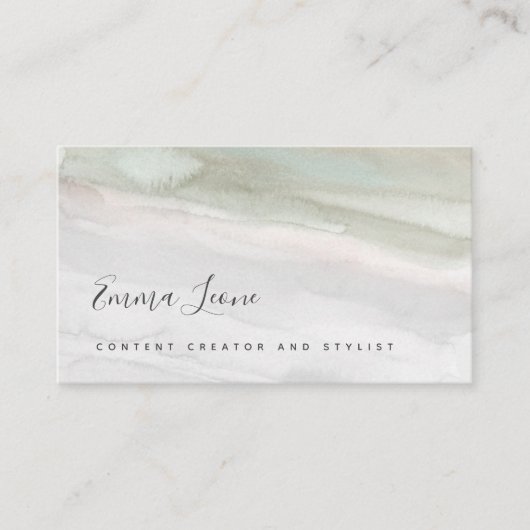 Elegant Sage Green and Gray Watercolor 名刺 (正面)