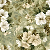 Elegant sage green and white flowers blanket フリースブランケット