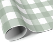 Elegant Sage Green and White Gingham Holiday ラッピングペーパー (ロールコーナー)