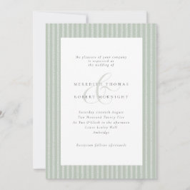 Elegant Sage Green and White Stripes Wedding 招待状