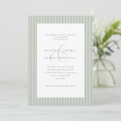 Elegant Sage Green and White Stripes Wedding 招待状 (スタンド正面)