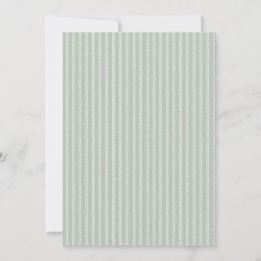 Elegant Sage Green and White Stripes Wedding 招待状 (裏面)